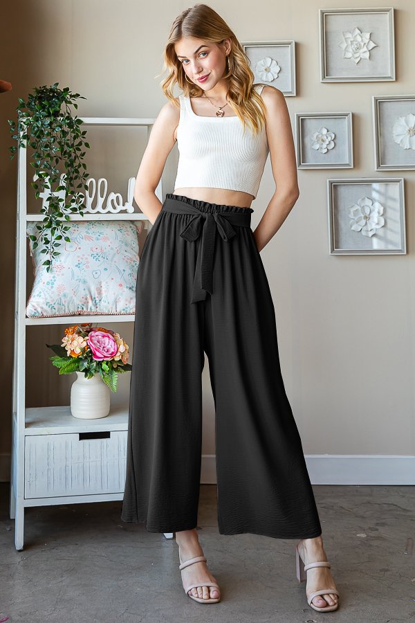 Wide Leg Pant with Belt