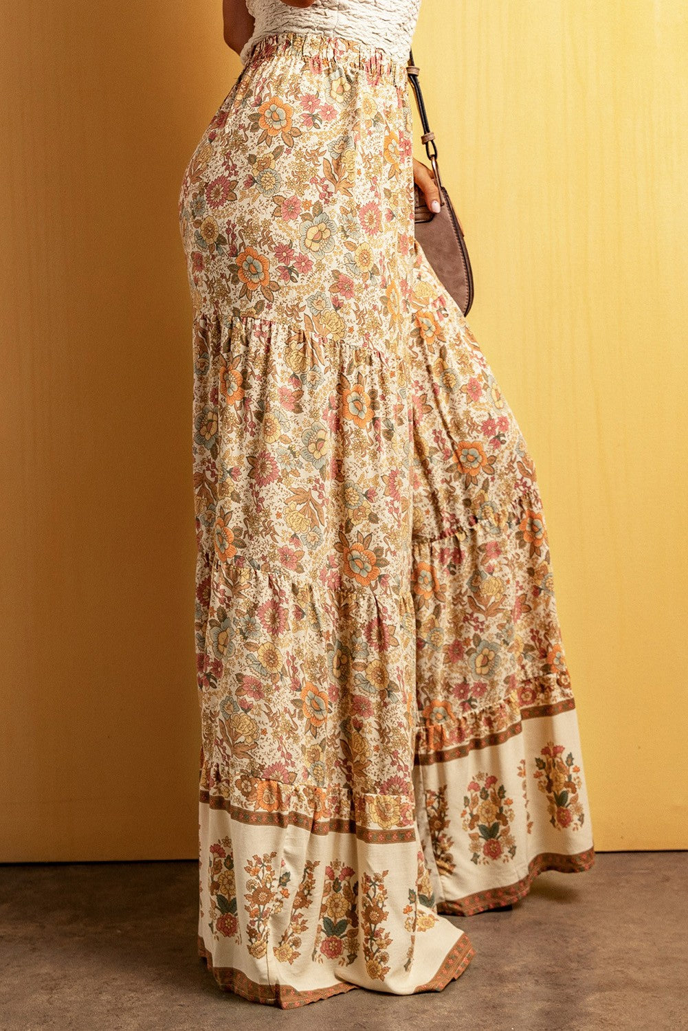 Floral Patchwork Boho Wide Leg Full Pants