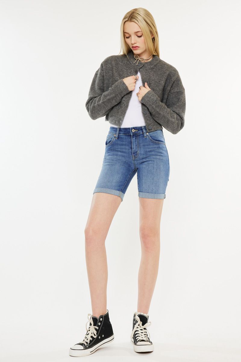 Mid Rise Medium Wash Folded Hem - Kancan