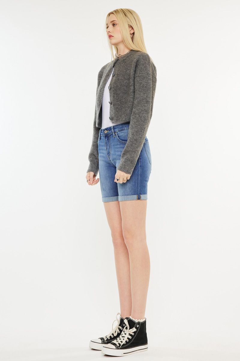 Mid Rise Medium Wash Folded Hem - Kancan