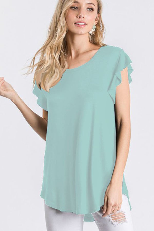 Short Ruffled Sleeve Blouse