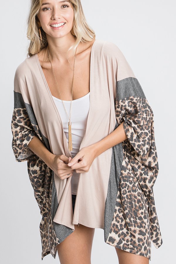 Leopard Print Cardigan 3/4 Sleeve