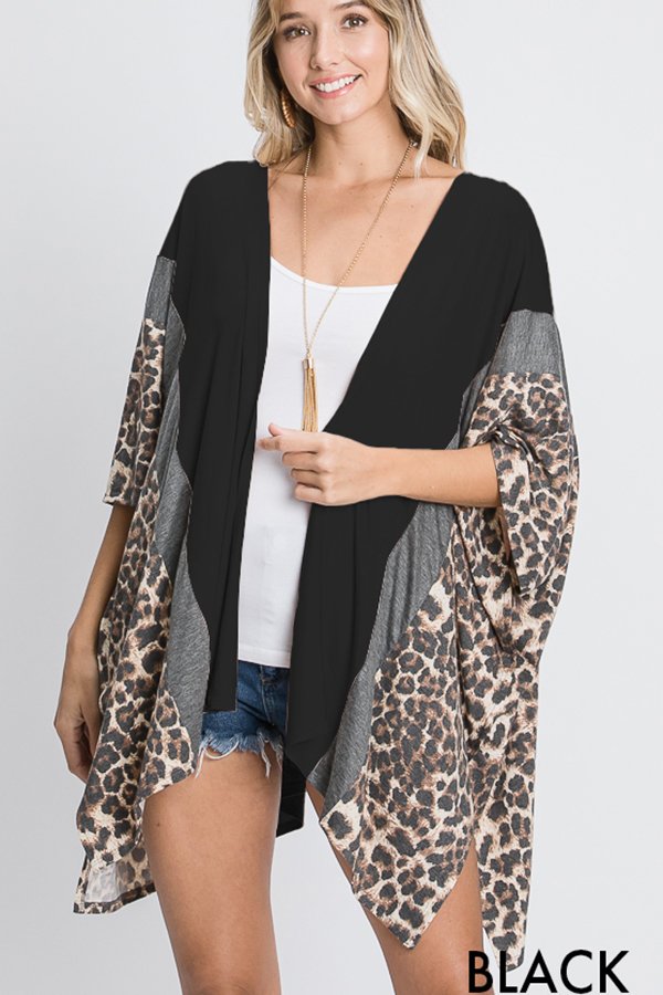 Leopard Print Cardigan 3/4 Sleeve