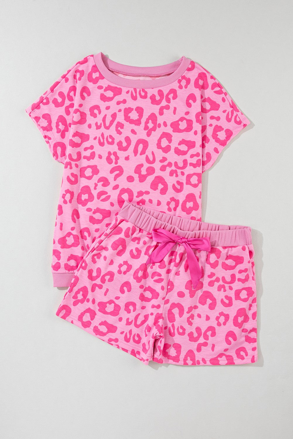 Short Sleeve Hot Pink Leopard PJ Set with Shorts