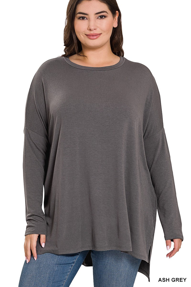 Hi-Low Round Neck Top