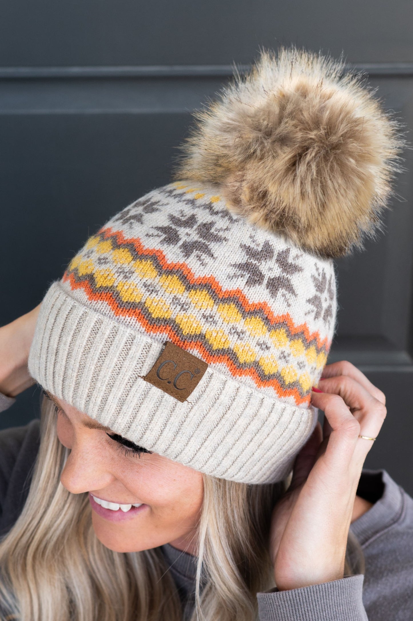 CC Nordic Fair Isle Beanie W/Pompom