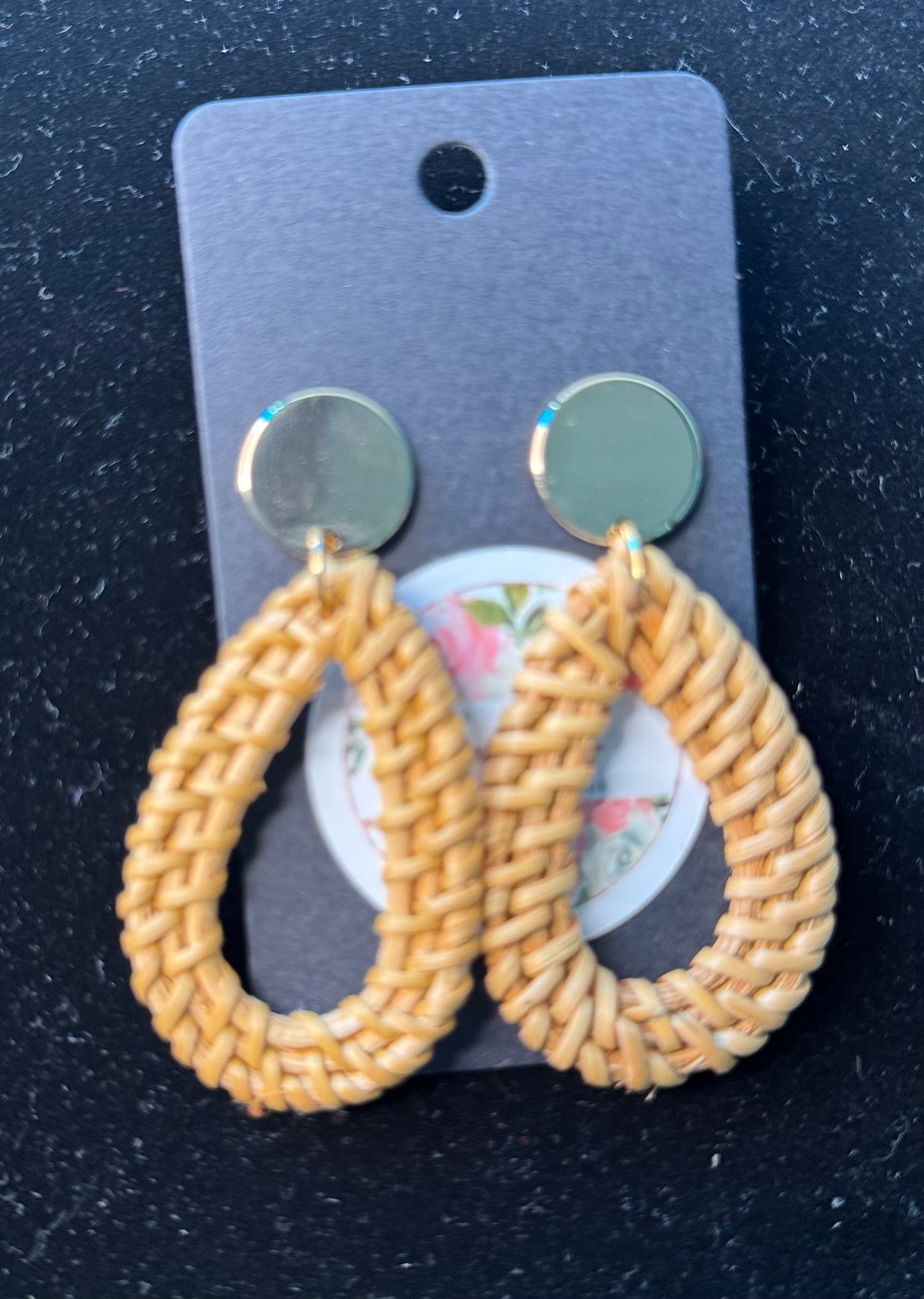 Woven Teardrop Natural & Gold Earrings