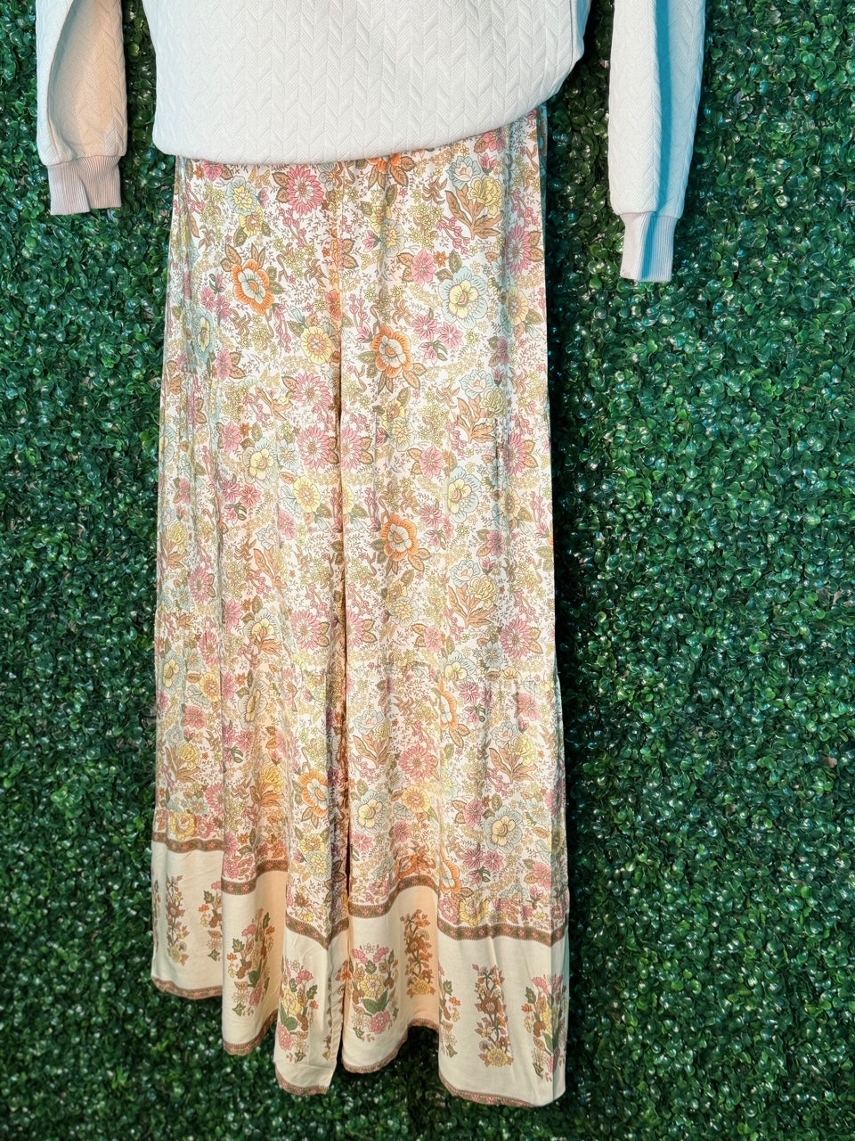 Floral Patchwork Boho Wide Leg Full Pants
