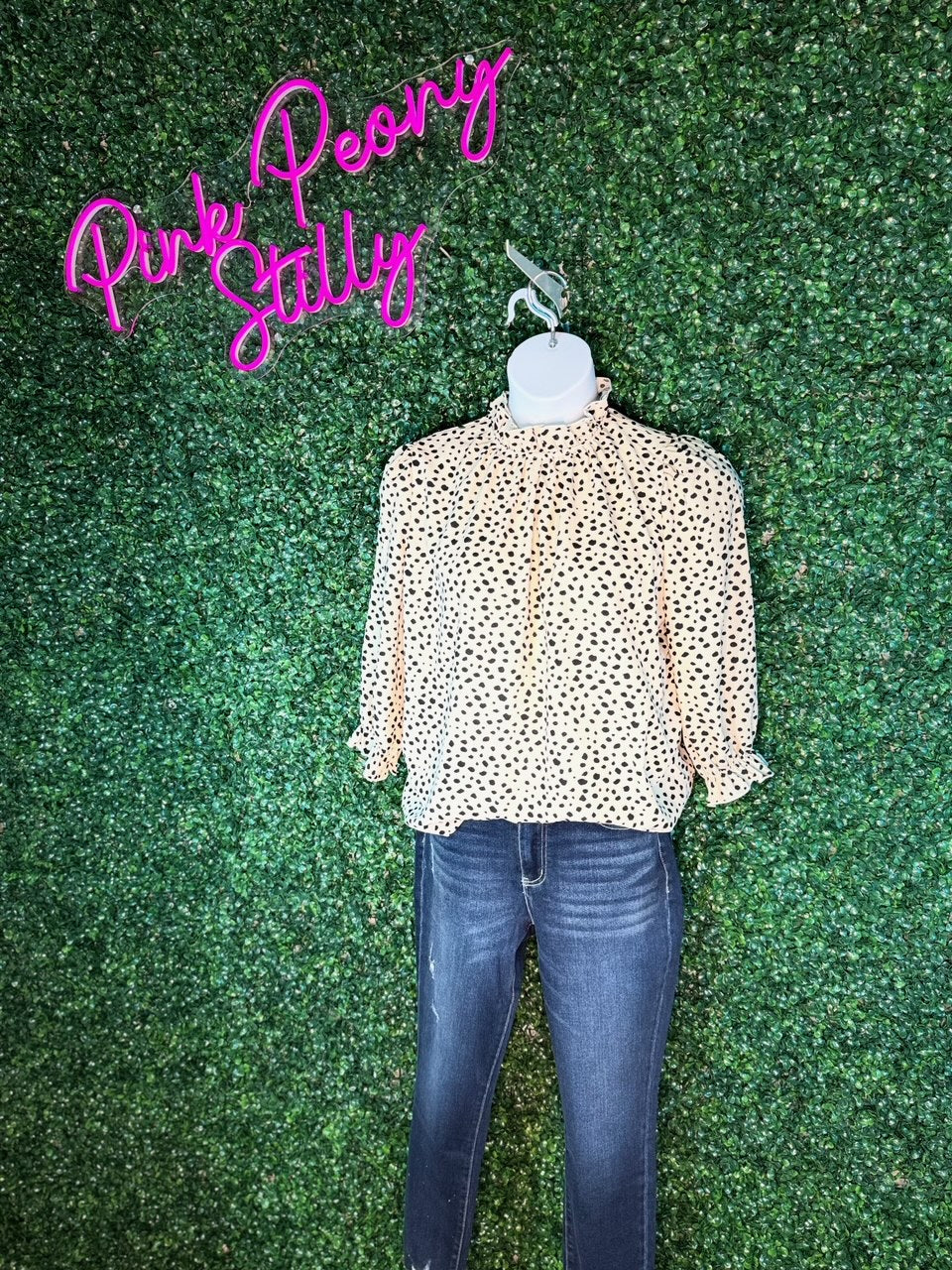 Cheetah Frilled Neck Ruffled Blouse