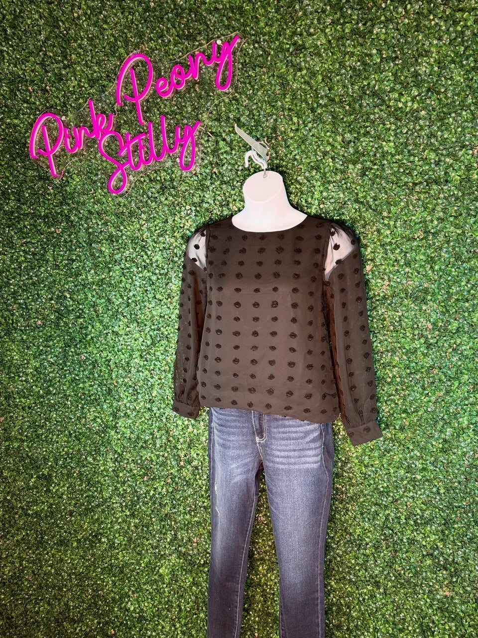 Swiss Dot Round Neck Blouse