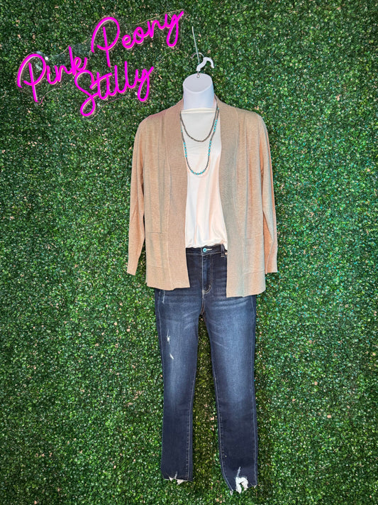 Open Front Cardigan Regular Length Camel