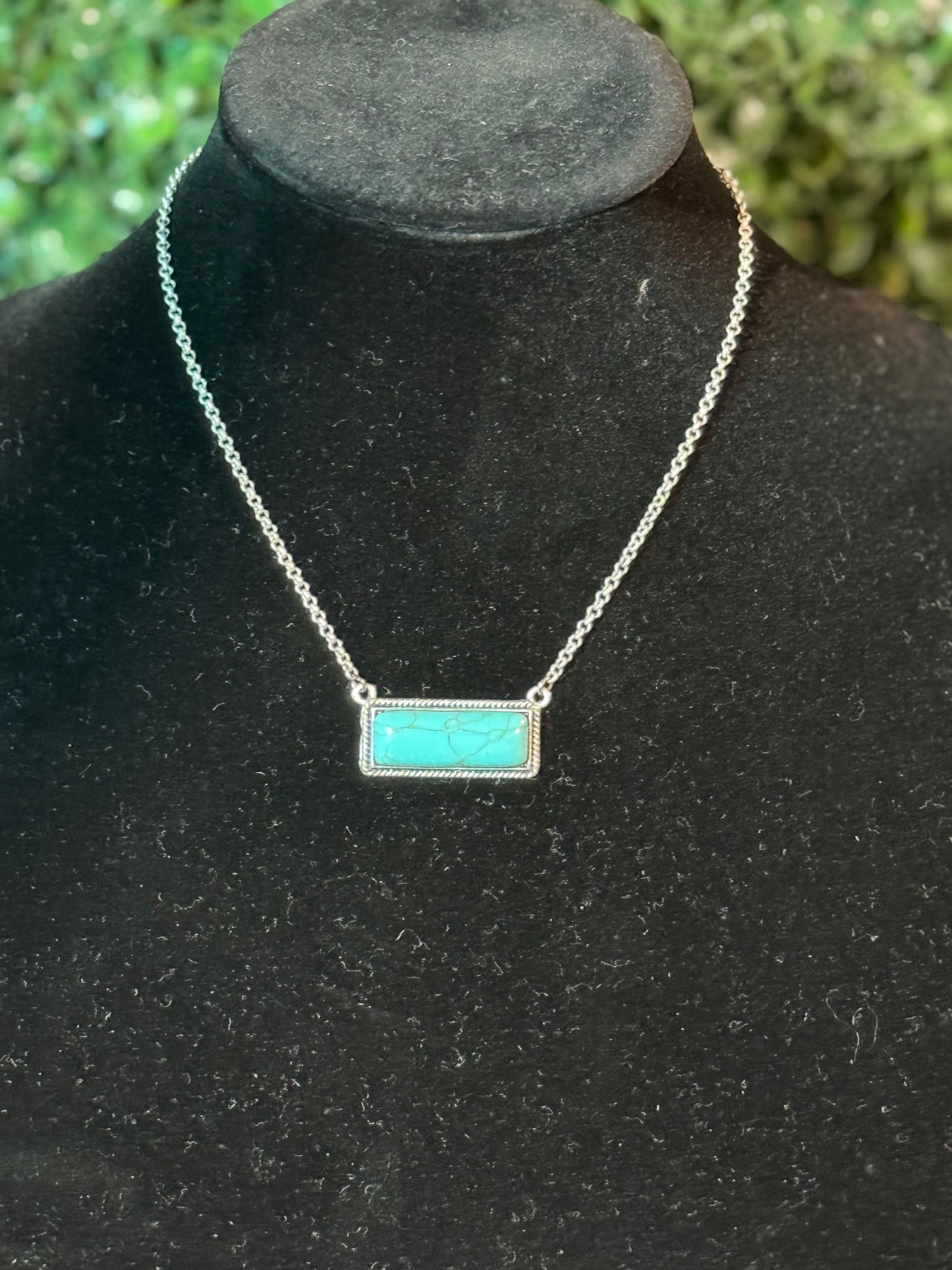 Turquoise Bar Chain Necklace