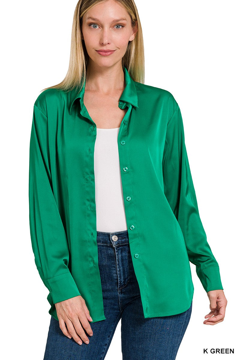 Satin Collared Button Down Shirt