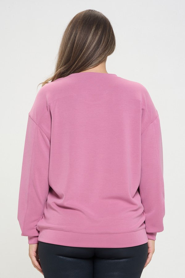 Sofie Oversized Pullover with Pockets - Dusty Mauve