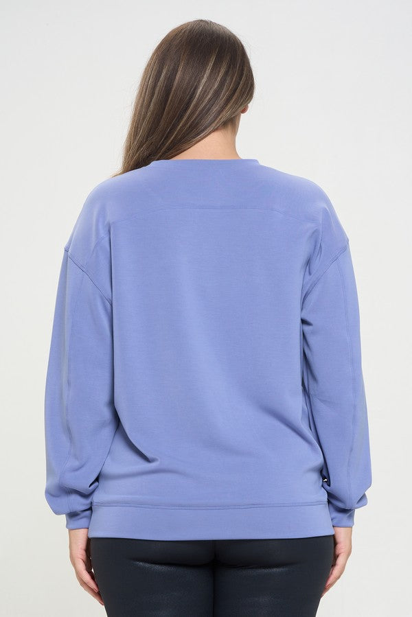 Sofie Oversized Pullover with Pockets - Denim Blue