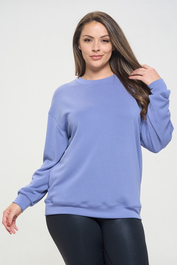 Sofie Oversized Pullover with Pockets - Denim Blue