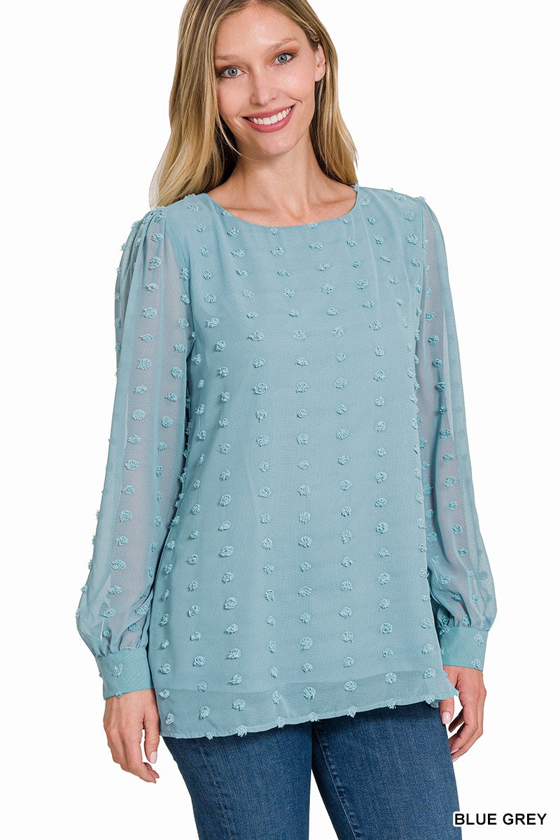 Swiss Dot Round Neck Blouse