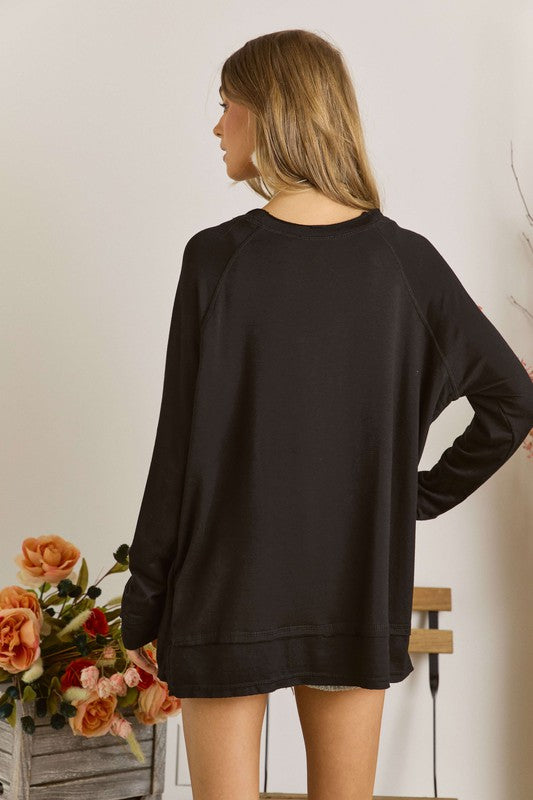 Black Wide Neck Boho Tunic