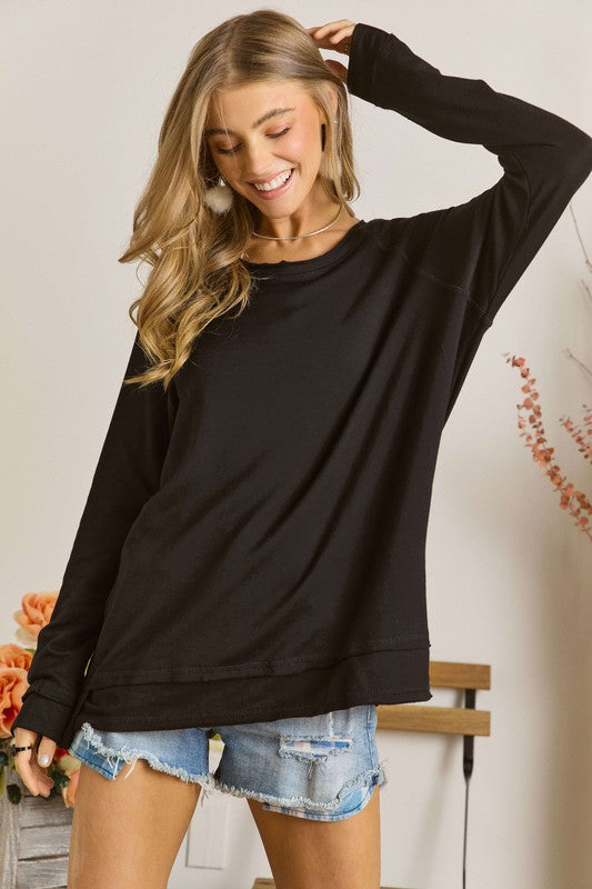 Black Wide Neck Boho Tunic