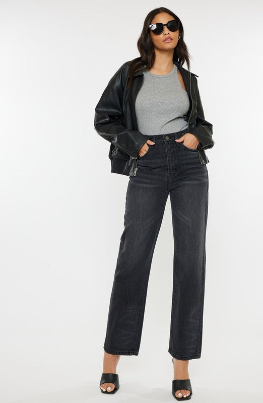 Kancan 90's Black Wide Leg Straight Jean