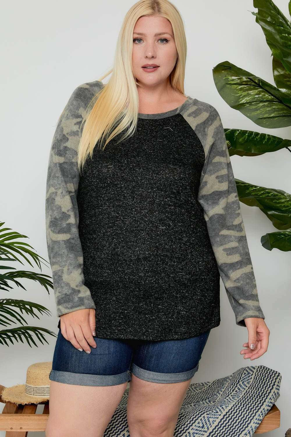 Camo Contrast Top