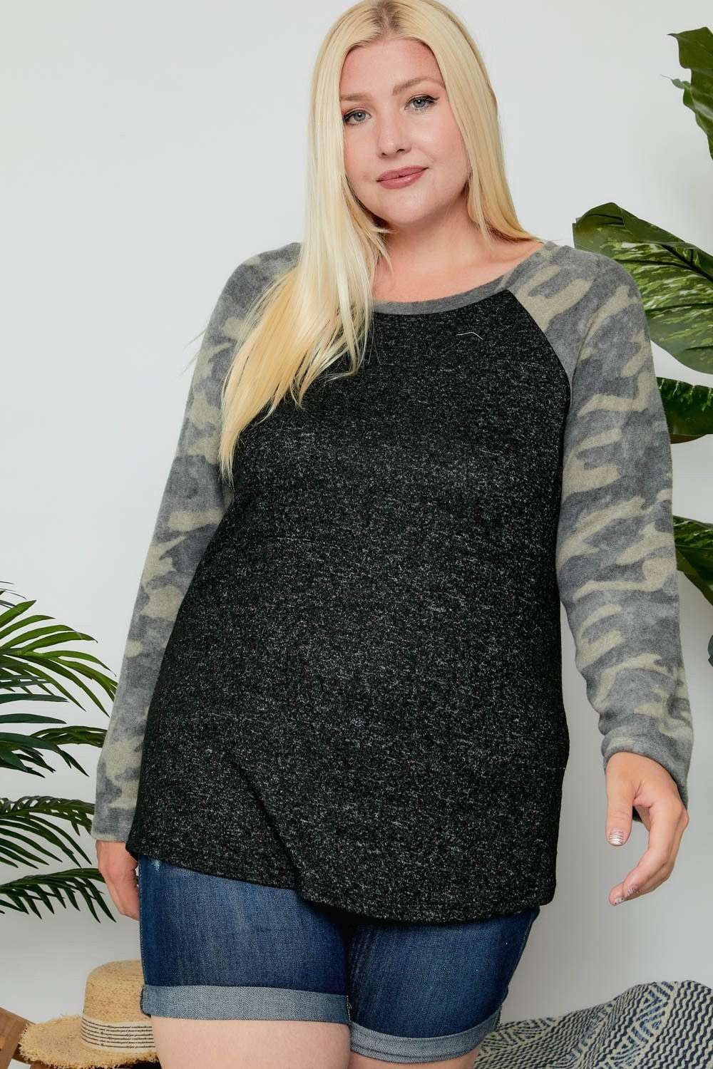 Camo Contrast Top