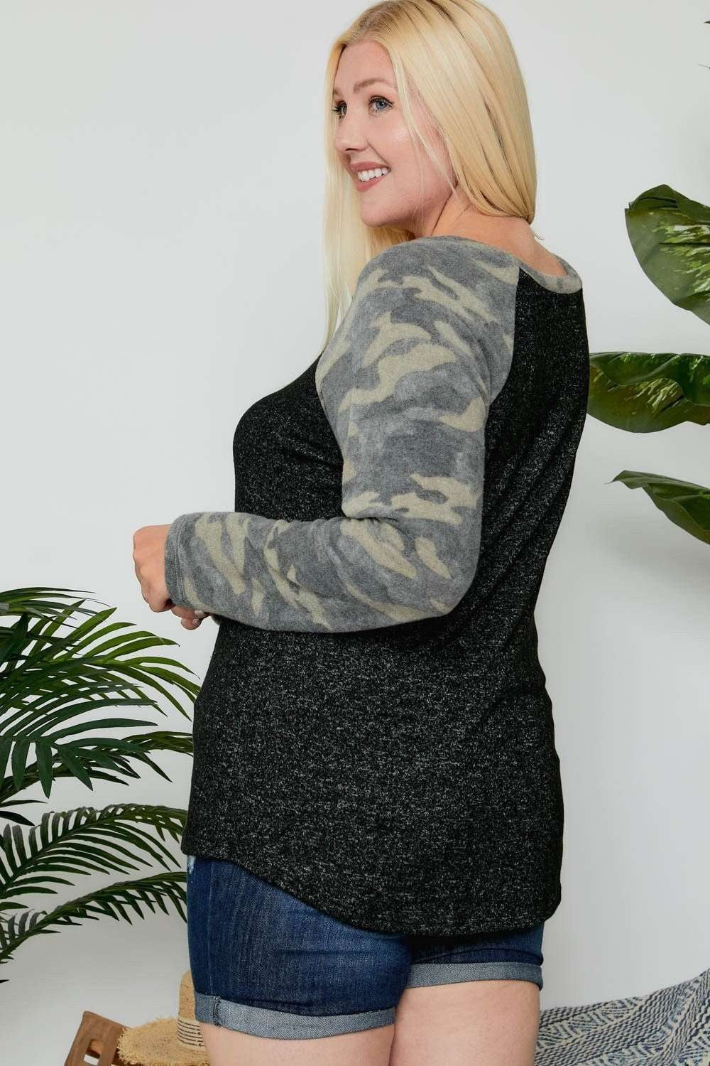 Camo Contrast Top