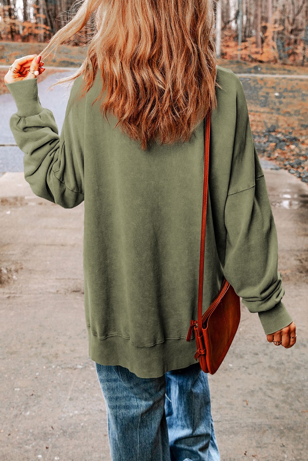 Ribbed Corded Oversized Pullover - Light Green