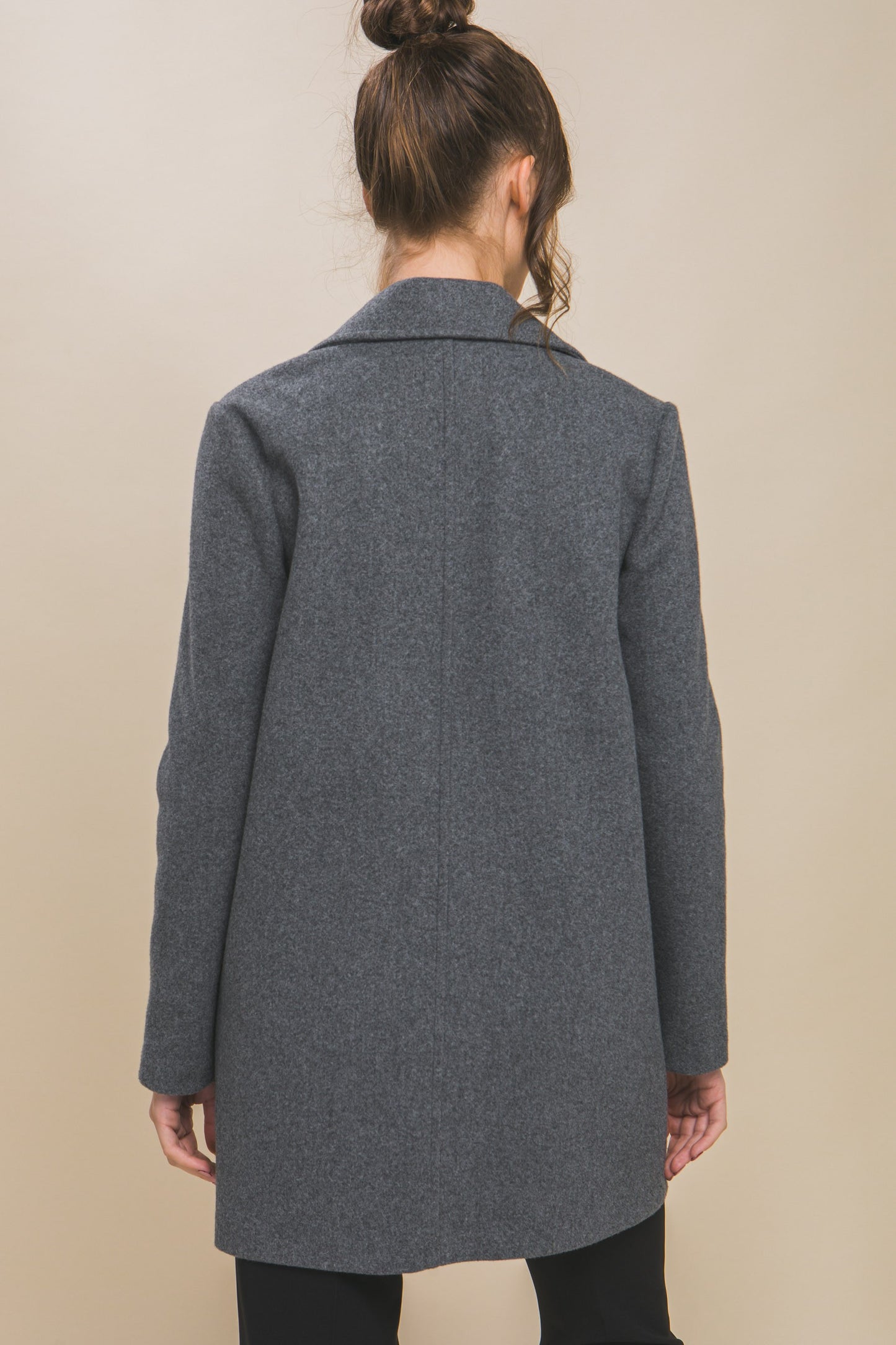 Fleece Single Breasted Coat - Dark Grey