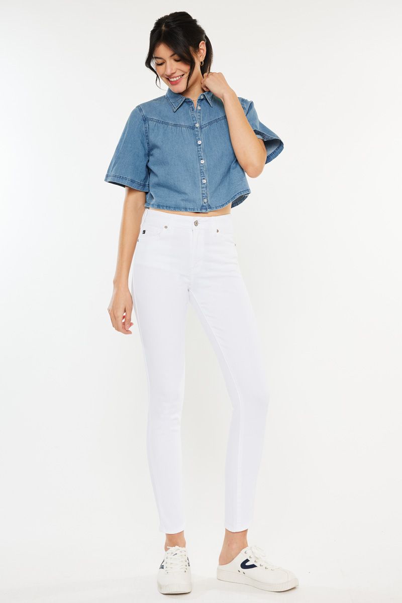 Kancan High Rise White Skinny Jeans