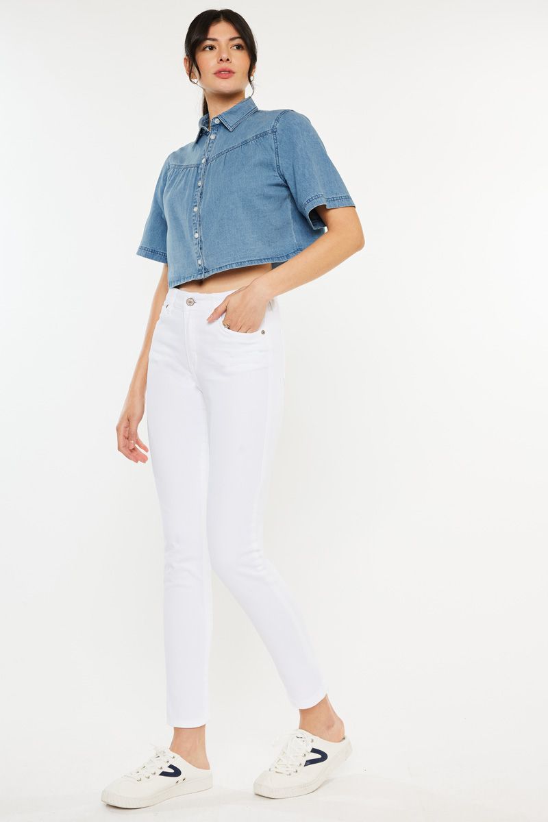 Kancan High Rise White Skinny Jeans