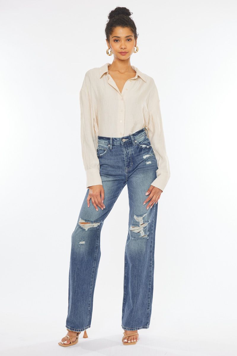 Kancan 90'S Wide Leg Ultra High Rise Flare Jeans