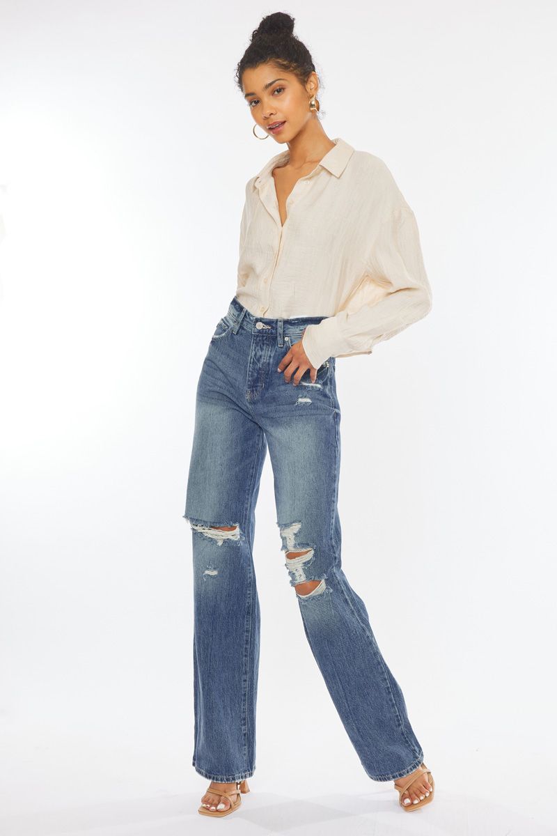 Kancan 90'S Wide Leg Ultra High Rise Flare Jeans