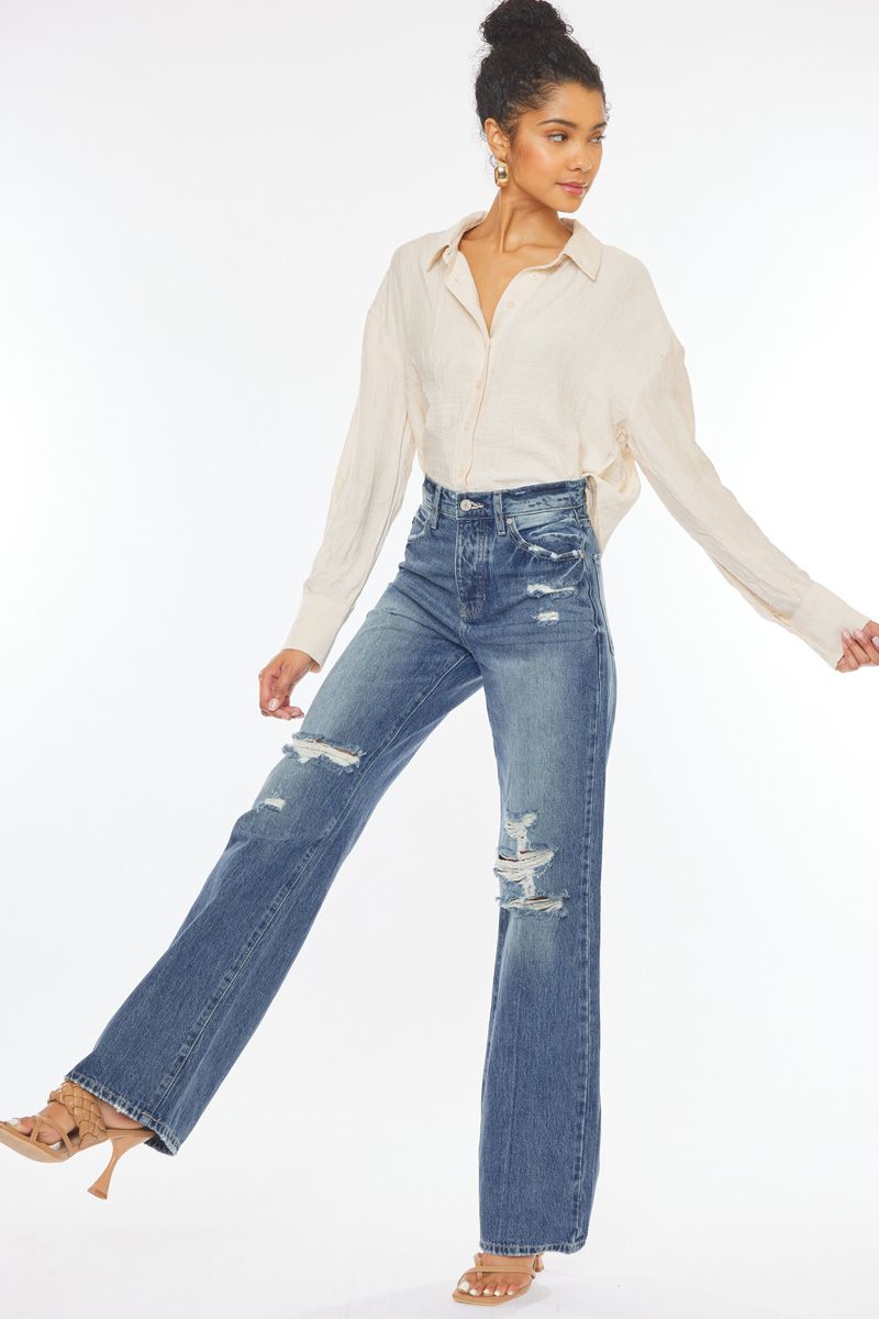 Kancan 90'S Wide Leg Ultra High Rise Flare Jeans