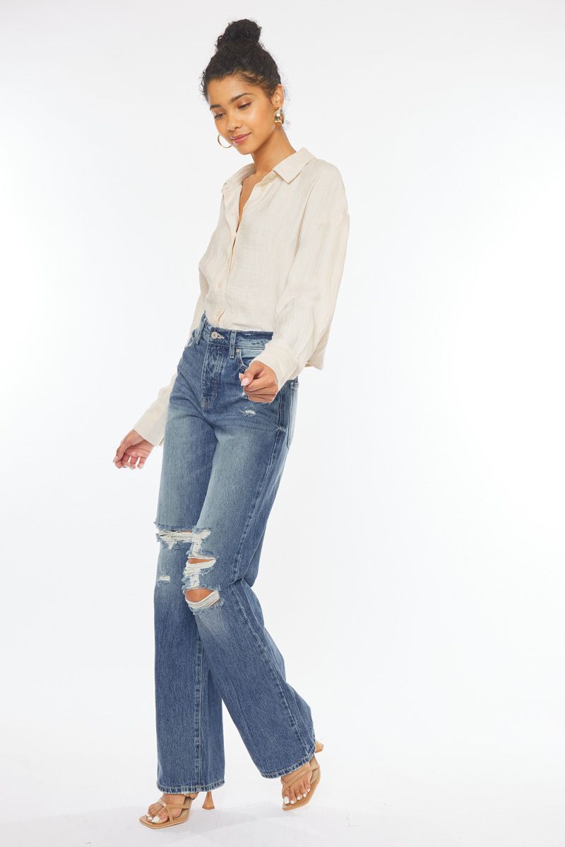 Kancan 90'S Wide Leg Ultra High Rise Flare Jeans