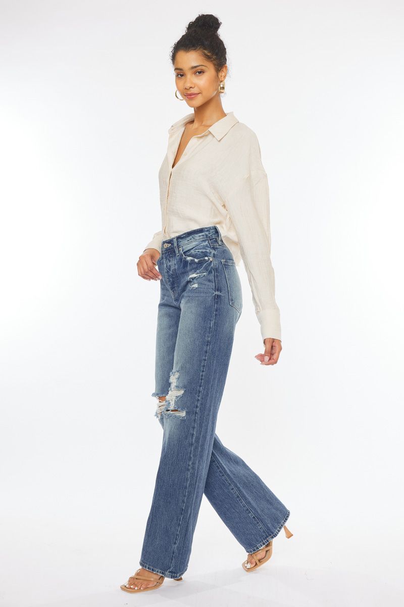 Kancan 90'S Wide Leg Ultra High Rise Flare Jeans