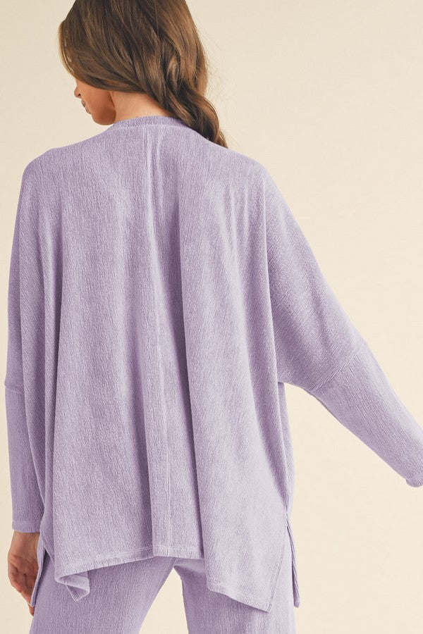 V-Neck Loose Fit Comfy Knit Top - Lavendar