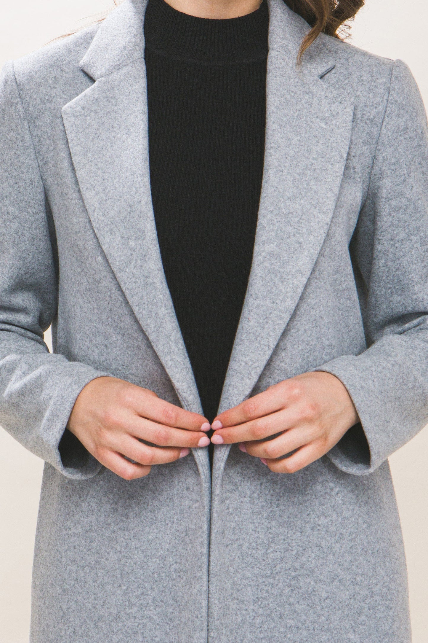 Long Line Fleece Coat - Light Grey