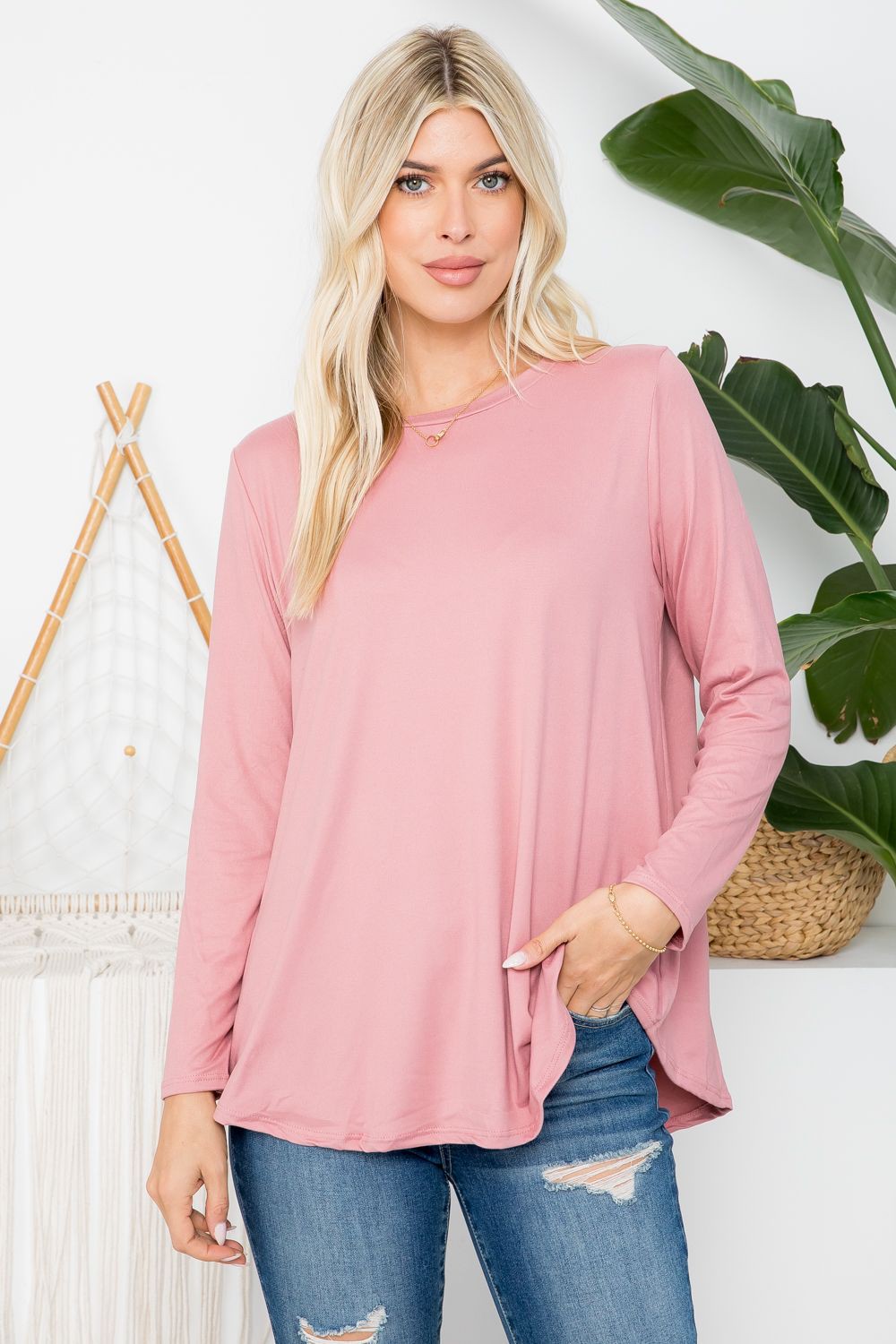 Basic Top Solid Fabric Butter Soft - Mauve