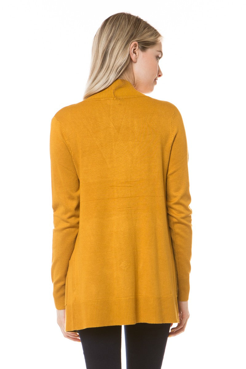 Open Front Cardigan Regular Length Mustard