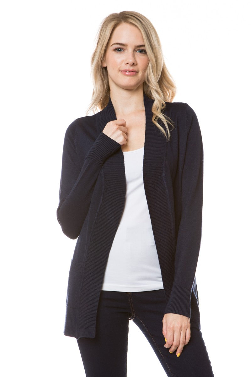 Open Front Cardigan Regular Length Navy