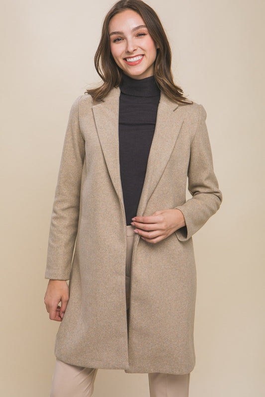 Long Line Fleece Coat - Oatmeal