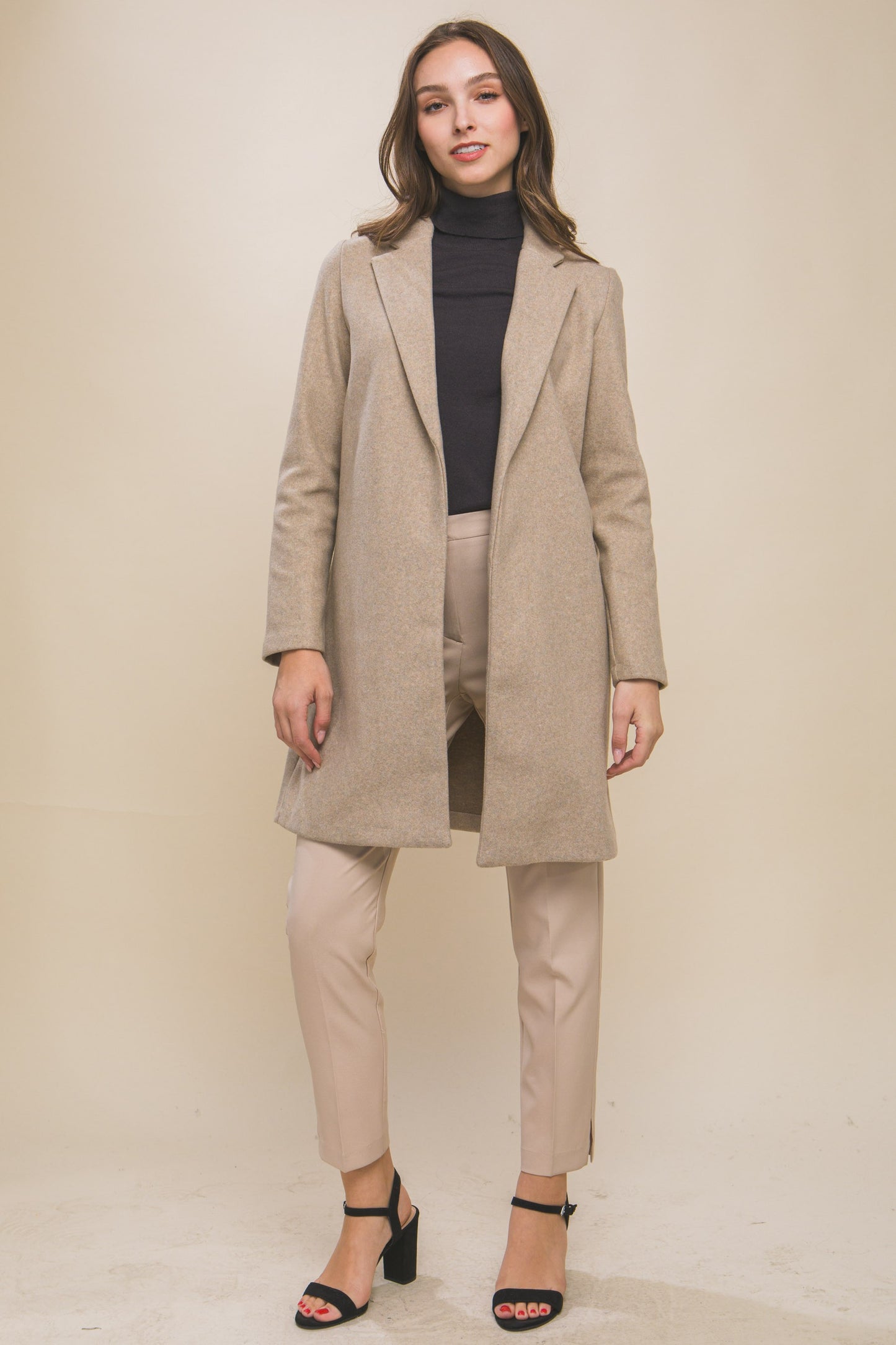 Long Line Fleece Coat - Oatmeal