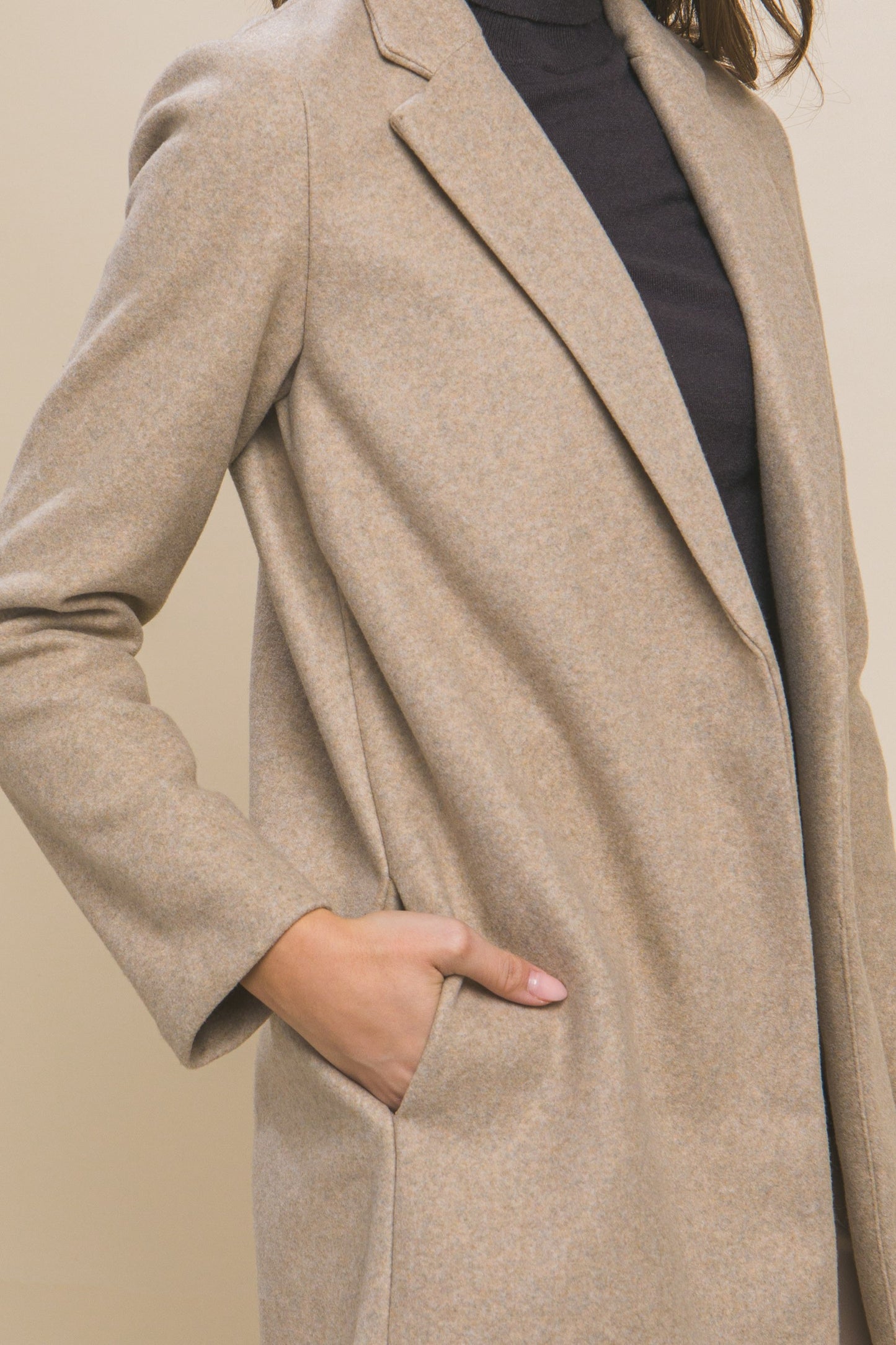 Long Line Fleece Coat - Oatmeal