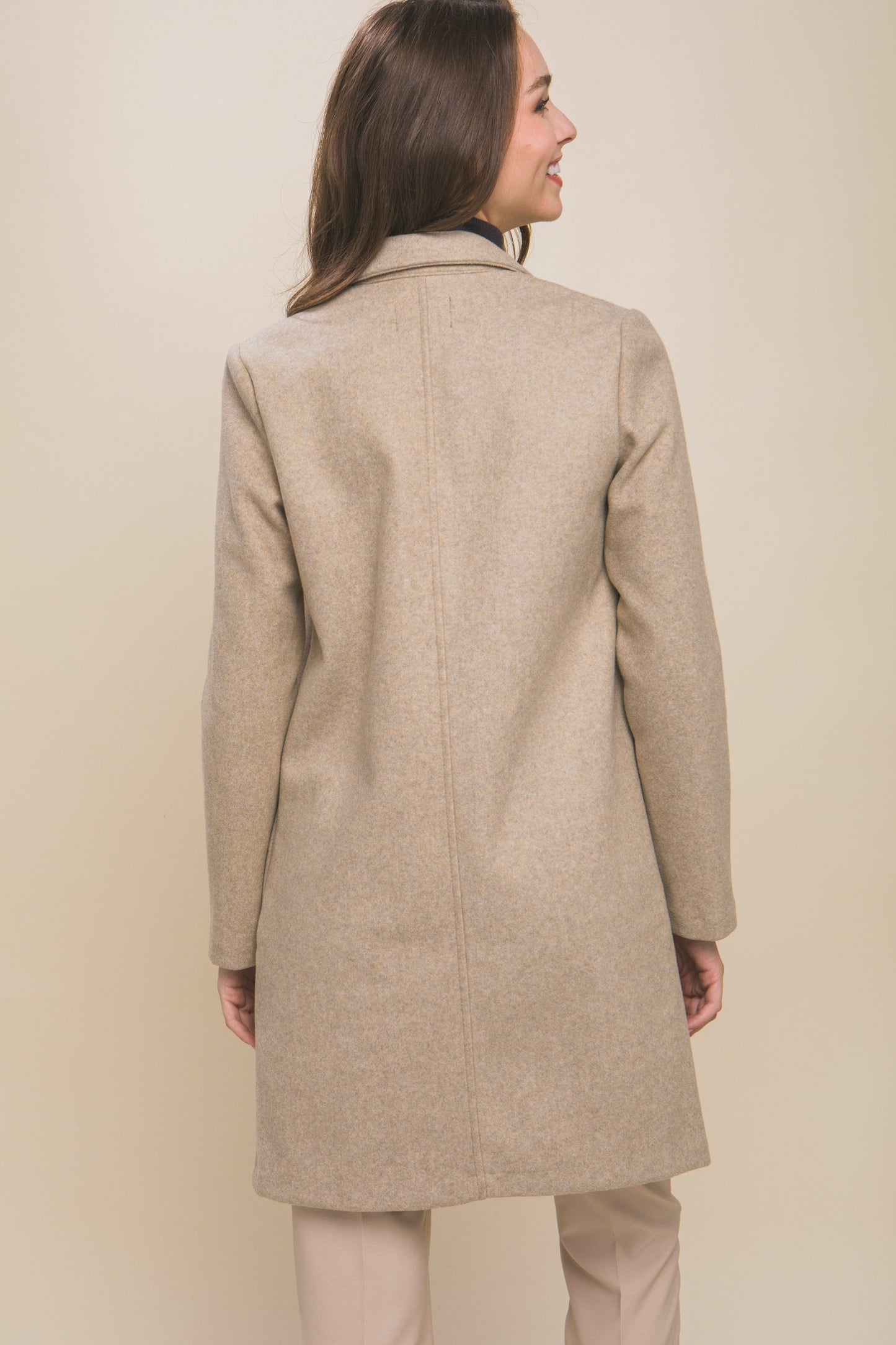 Long Line Fleece Coat - Oatmeal