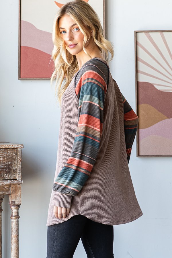 Urban Ribbed Coco Multi Colored Striped Long Sleeve