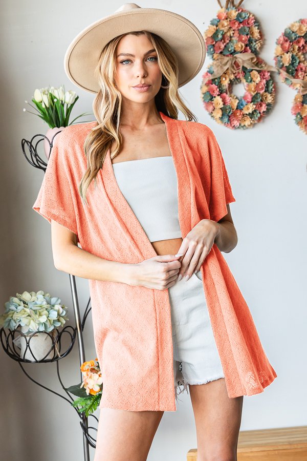 Short Sleeve Textured Cardigan