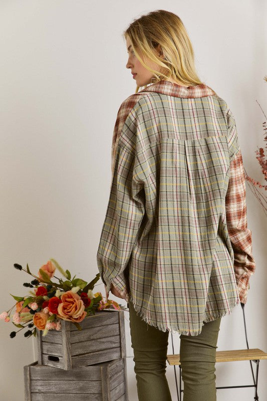 Frayed Edge Boho Plaid Shirt