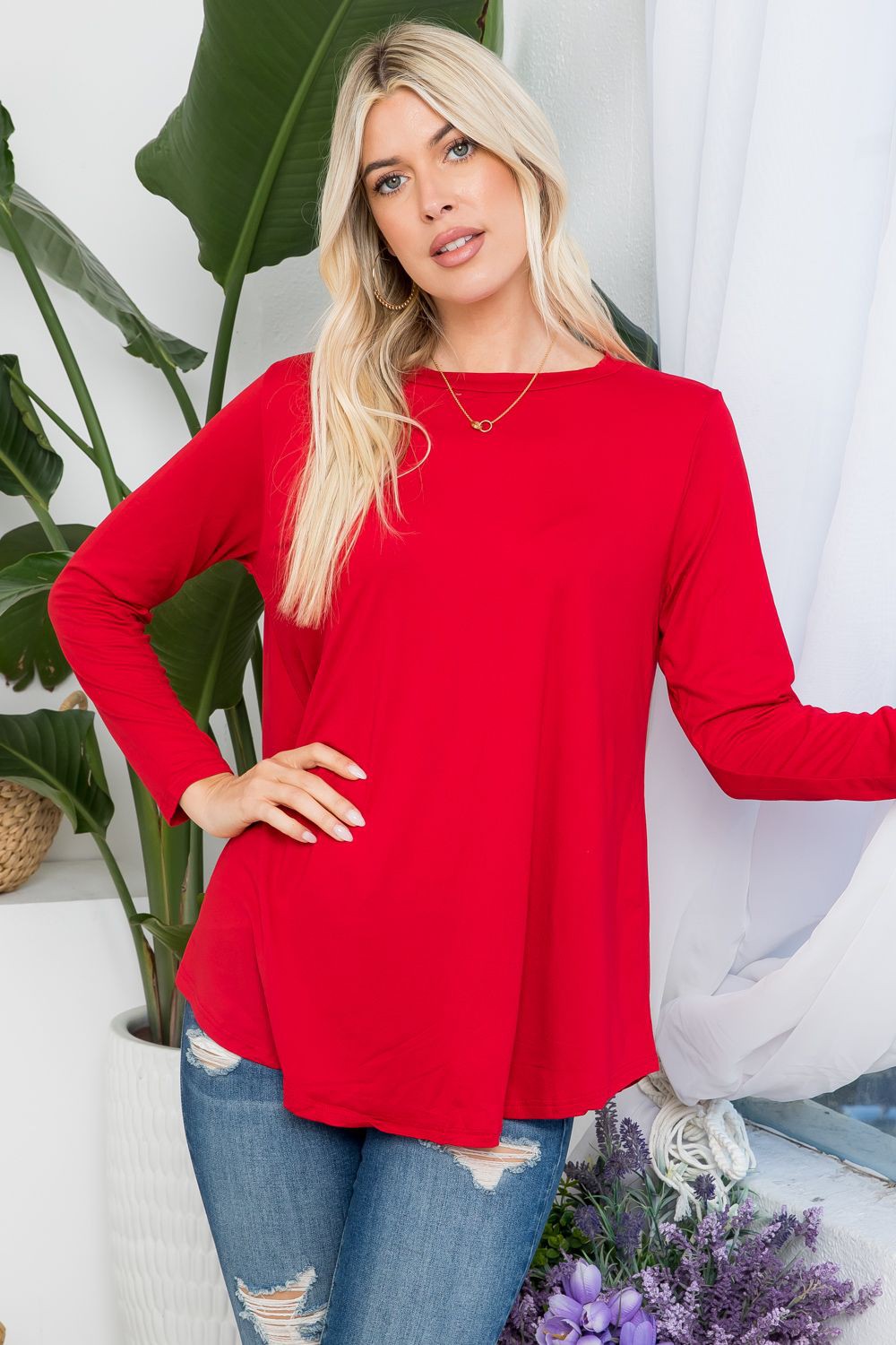 Basic Top Solid Fabric Butter Soft - Red