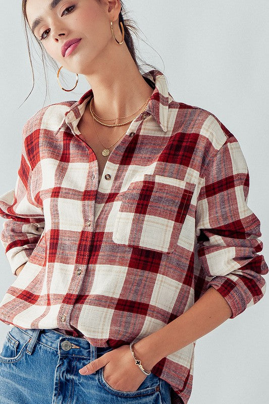 Red Plaid Flannel Button Down